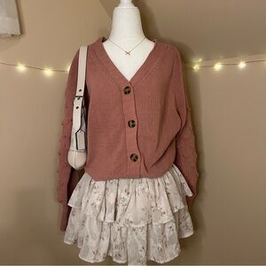 Moon & Madison Dusty Pink Button Cardigan Size M